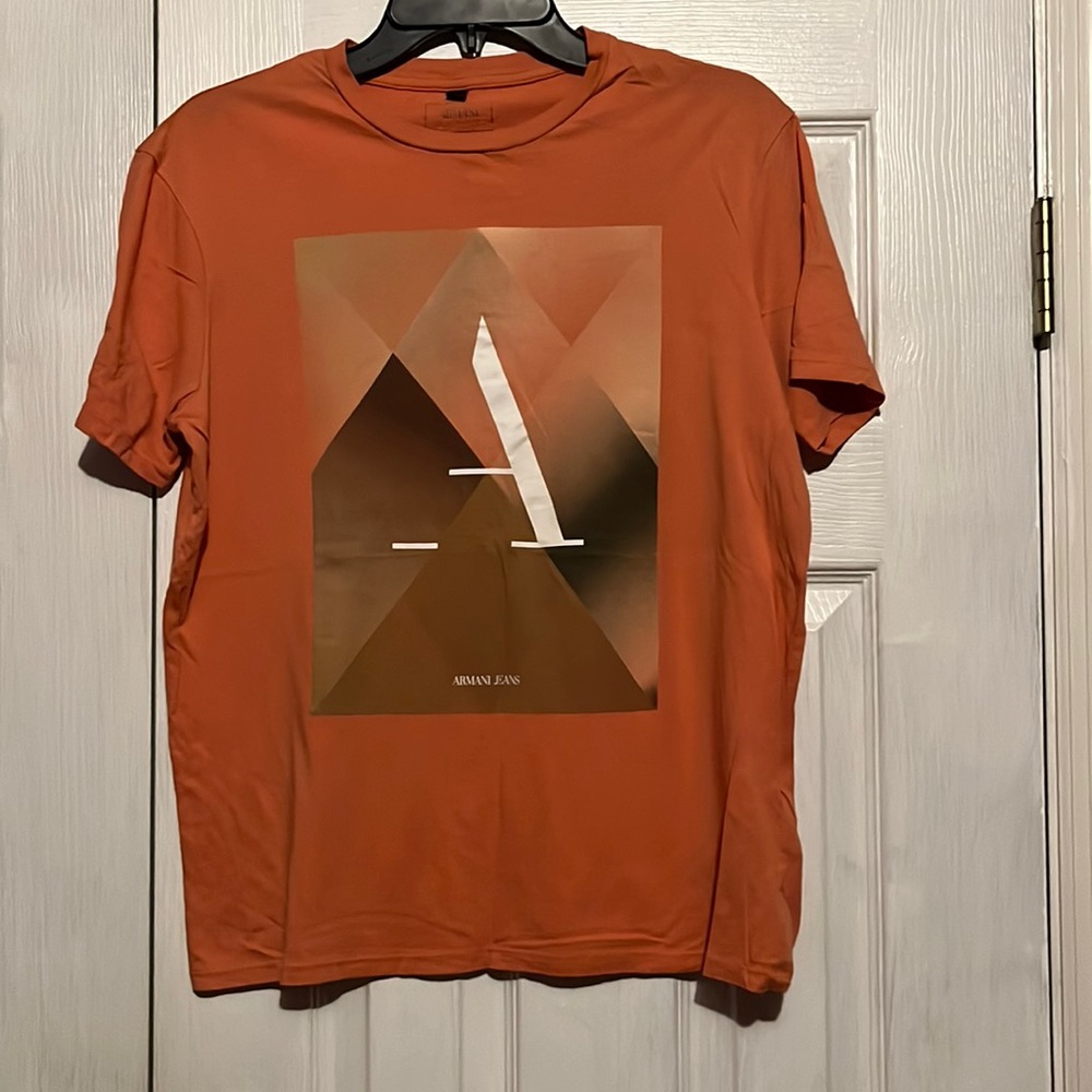 Armani Jeans men’s orange A print t shirt size M!